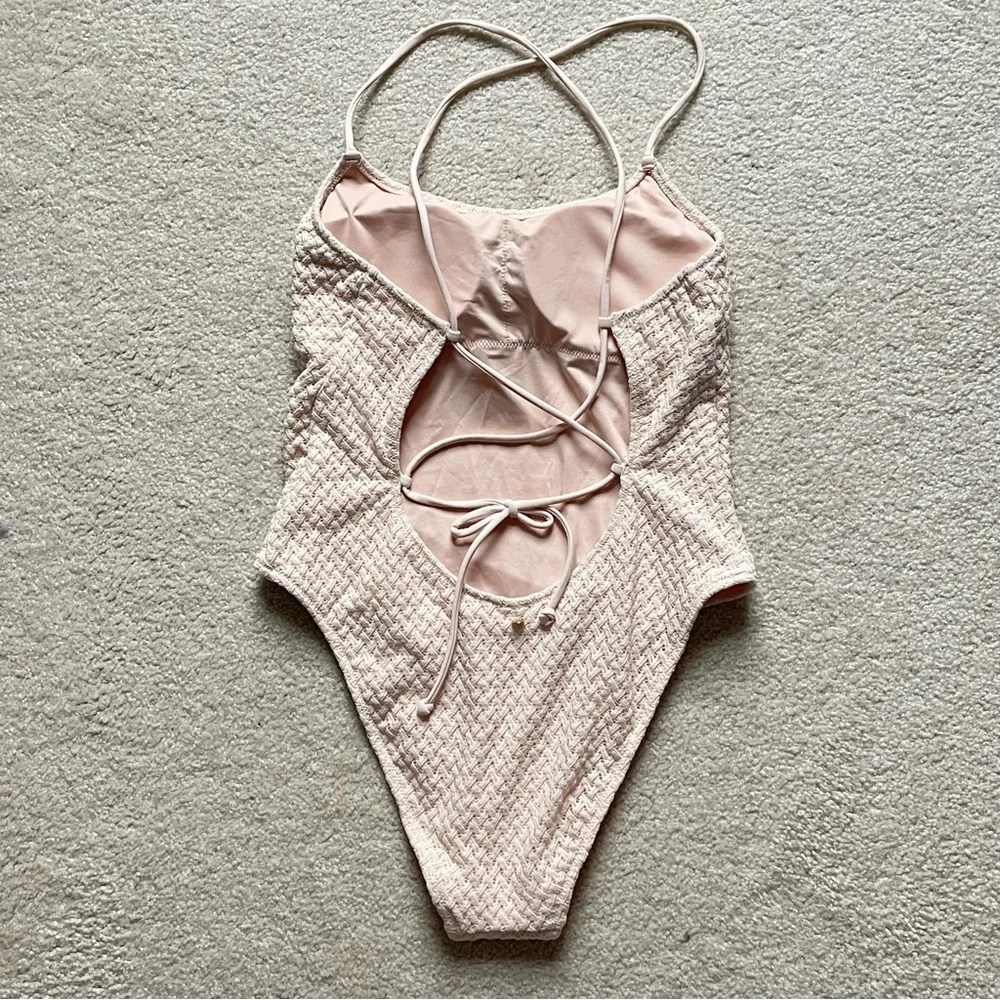 New! Victoria's Secret Swim Scoop Lace-Up Back One Piece Swimsuit 47072